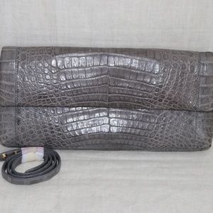 NANCY GONZALEZ gray Crocodile 2way Evening handbag